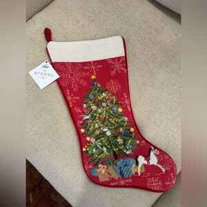 SFERRA Festive Red Stocking with Christmas Tree